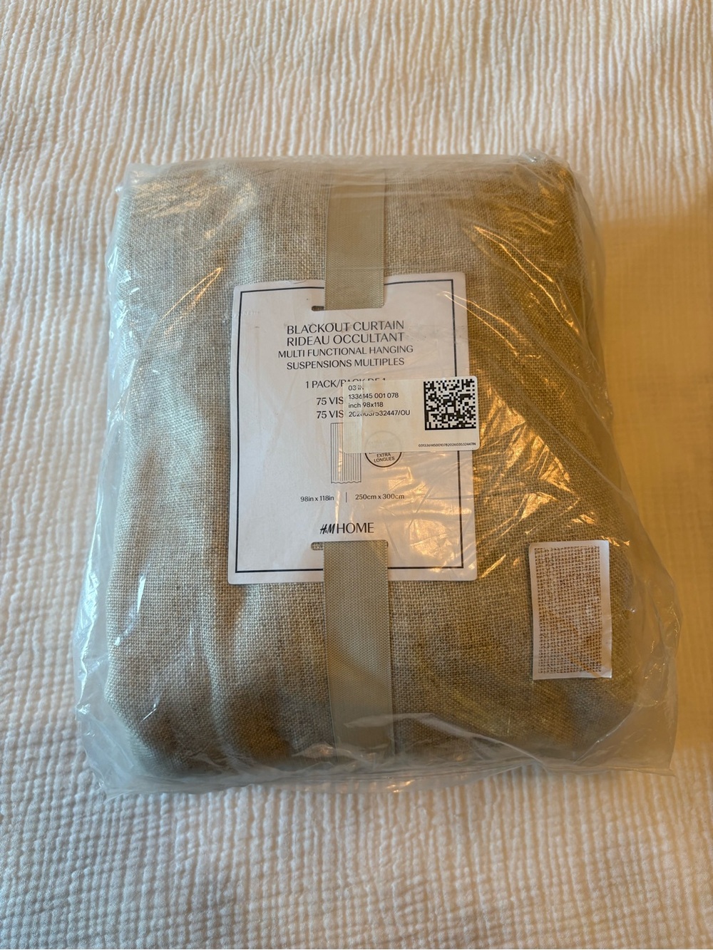 H&M Home SINGLE-PACK LONG AND WIDE Blackout Curtain Panel in Light Beige